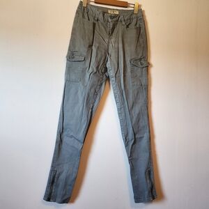 Ed Hardy Women's Gray Moto-style Skinny Cargo Pants Zippered Ankles Size 30 Y2K